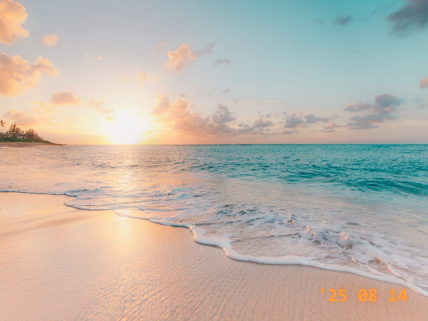 Beach photo with an orange date stamp